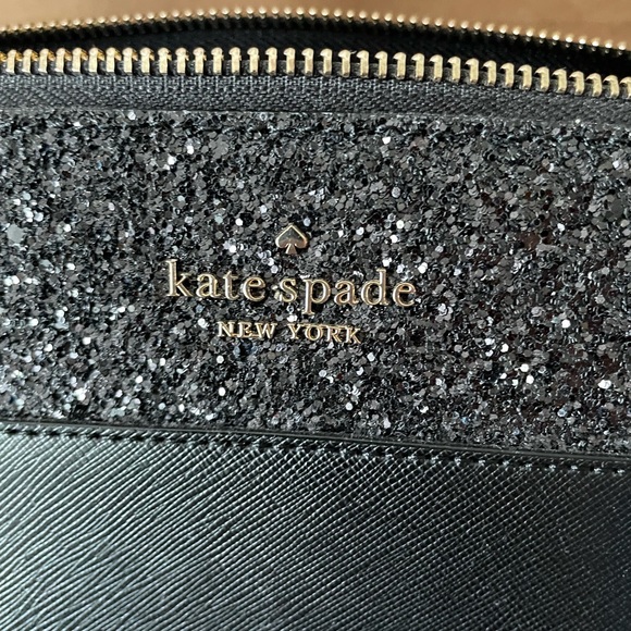 Kate Spade Flash Black Glitter Saffiano Pvc Shoulder Tote Bag Handbag Purse - Picture 8 of 8